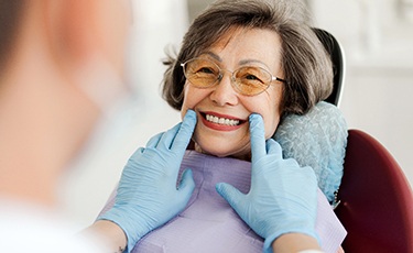 A woman at the dentist
